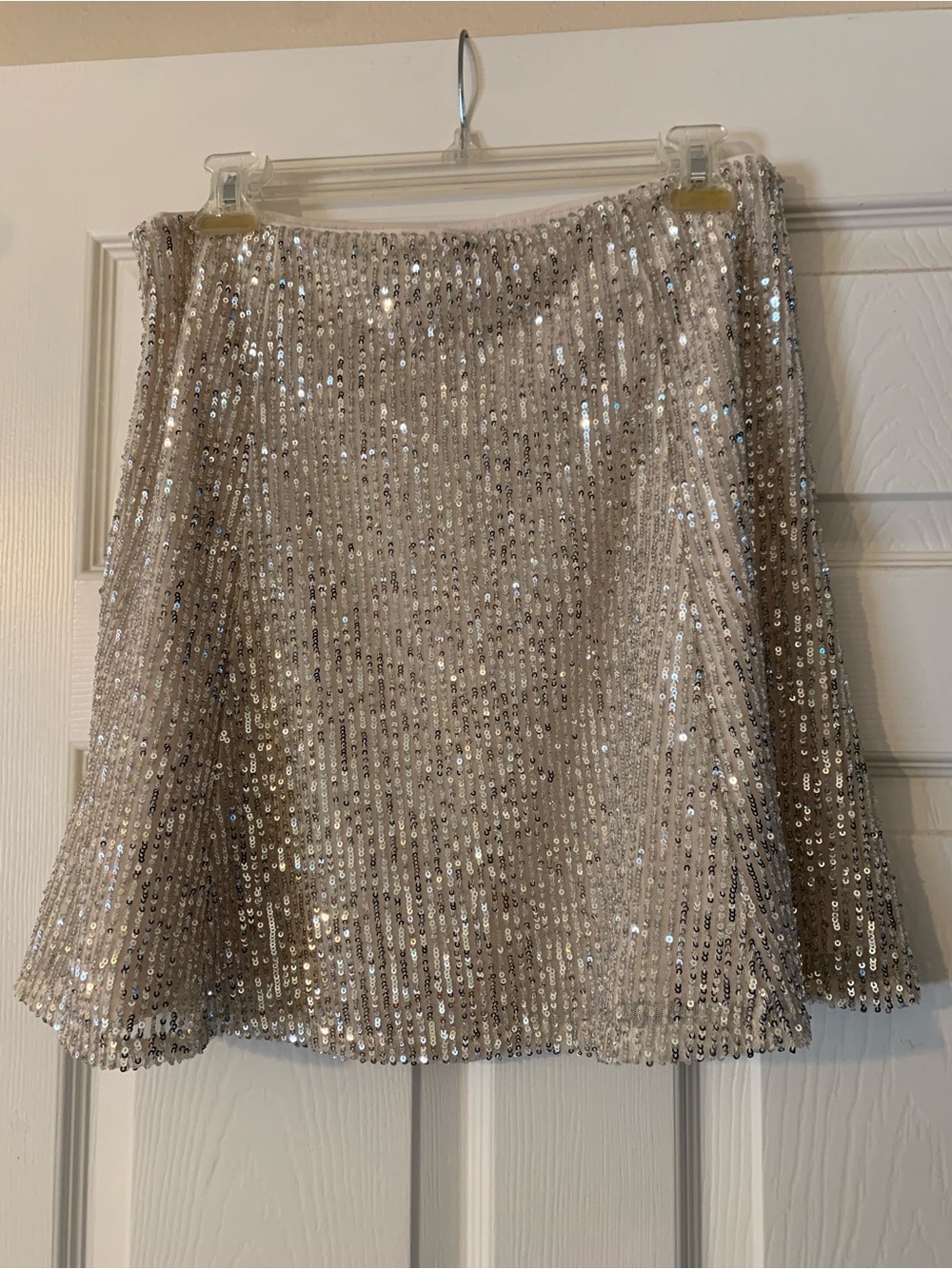 LOFT Silver Sequin Circle Skirt